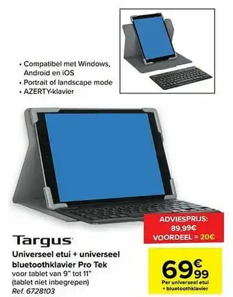 Carrefour Universeel etui + universeel bluetoothklavier pro tek aanbieding