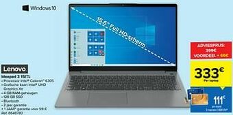 Carrefour Lenovo ideapad 3 15itl aanbieding