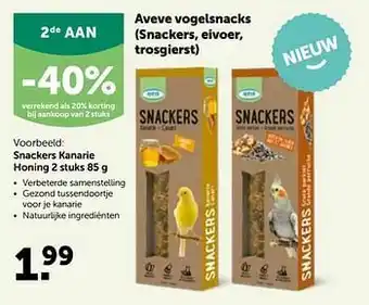 AVEVE Aveve vogelsnacks snackers, eivoer, trosgierst aanbieding