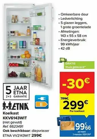 Carrefour Etna koelkast kkv6143wit aanbieding