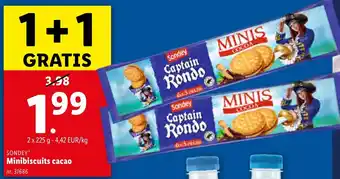 Lidl Sondey Minibiscuits cacao 2 x 225g nr. 31686 aanbieding