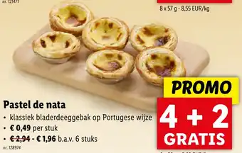 Lidl Pastel de nata 6 x 58g nr. 128974 aanbieding