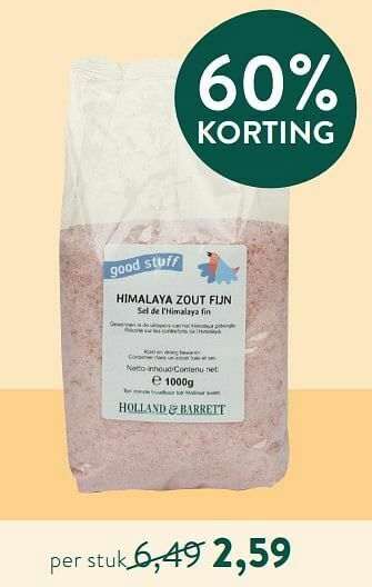 Holland & Barrett Good stuff himalaya zout fijn aanbieding
