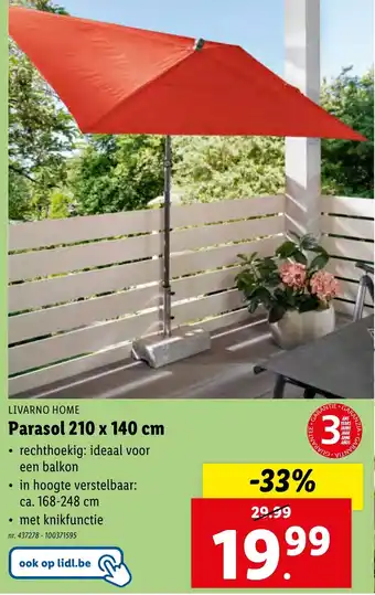 LIVARNO HOME Parasol 210 x 140 cm nr. 437278 - 100371595
