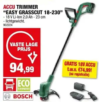 Hubo ACCU TRIMMER “EASY GRASSCUT 18-230” aanbieding