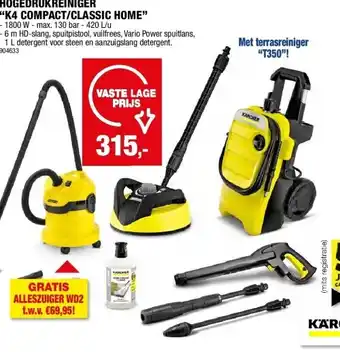 Hubo HOGEDRUKREINIGER “K4 COMPACT/CLASSIC HOME” aanbieding