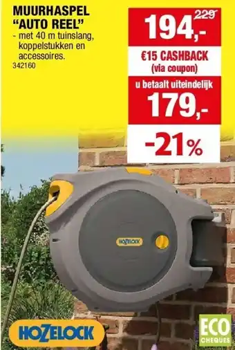 Hubo MUURHASPEL “AUTO REEL” aanbieding