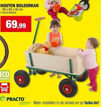 Hubo HOUTEN BOLDERKAR aanbieding