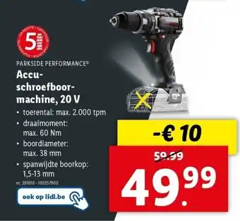 Lidl Accuschroefboormachine, 20 V aanbieding