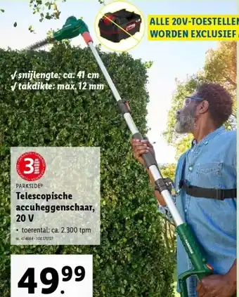 Lidl Telescopische accuheggenschaar, 20 V aanbieding