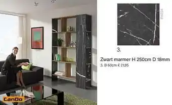 Multi bazar Zwart marmer h 250cm d 18mm b 60cm aanbieding