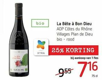 Spar Colruyt La bête à bon dieu aop côtes du rhône villages plan de dieu bio - rood aanbieding