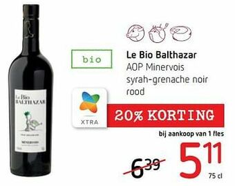 Le bio balthazar aop minervois syrah-grenache noir rood