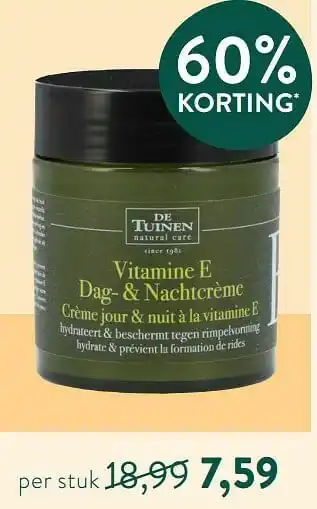 Holland & Barrett Vitamine e dag-+ nachtcrème crème jour + nuit à la vitamine e aanbieding