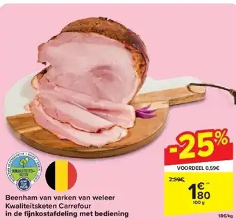 Carrefour Beenham van varken van weleer Kwaliteitsketen Carrefour in de fi jnkostafdeling met bediening aanbieding