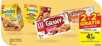 Carrefour Gamma koekjes BelVita en Grany LU aanbieding