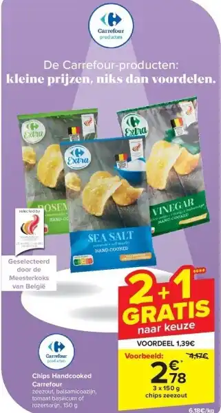 Carrefour Chips Handcooked Carrefour aanbieding