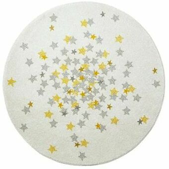Leen Bakker Art for Kids rond tapijt Nova - geel/grijs - 120x120 cm - Leen Bakker aanbieding