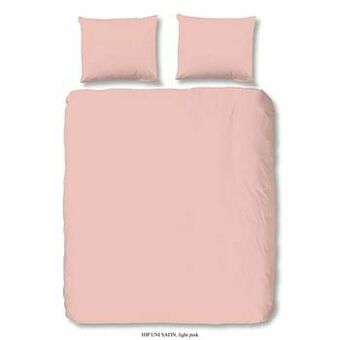 Leen Bakker HIP dekbedovertrek Uni light pink - lichtroze - 140x200/220 cm - Leen Bakker aanbieding