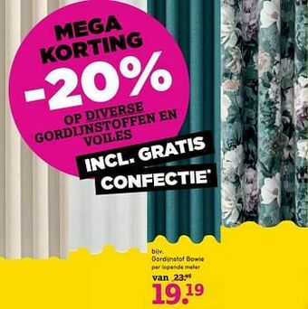 Leen Bakker Gordijnstof bowie aanbieding
