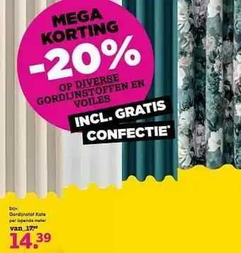 Leen Bakker Gordijnstof kate aanbieding