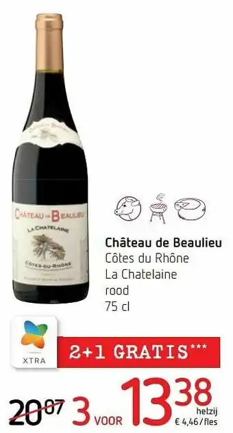 Spar Colruyt Château de beaulieu côtes du rhône la chatelaine rood aanbieding