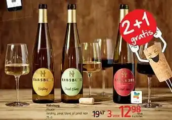 Spar Colruyt Habsburg alsace riesling, pinot blanc of pinot noir aanbieding