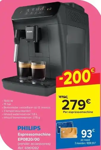 Carrefour Espressomachine EP0820/00 aanbieding