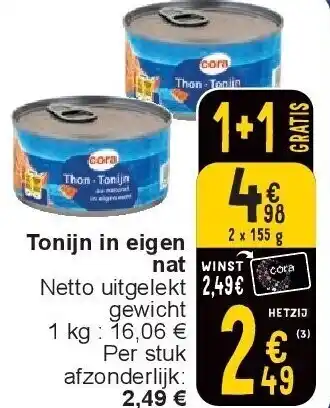 Cora Tonijn in eigen nat aanbieding