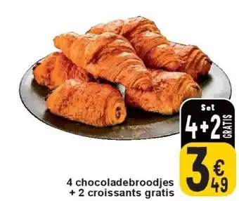 Cora 4 chocoladebroodjes + 2 croissants gratis aanbieding