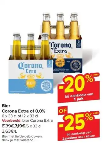 Carrefour Bier Corona Extra of 0,0% aanbieding