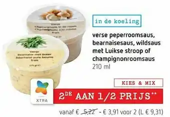 Spar Colruyt Verse peperroomsaus, bearnaisesaus, wildsaus met luikse stroop of champignonroomsaus aanbieding