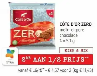 Cote d’or zero melk- of pure chocolade