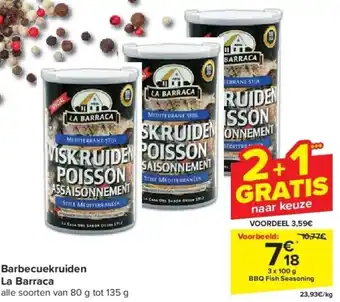 Carrefour La Barraca Barbecuekruiden 3 x 100g aanbieding