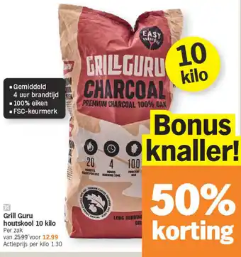 Albert Heijn Grill Guru houtskool 10 kilo aanbieding