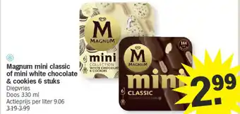 Albert Heijn Magnum mini classic of mini white chocolate & cookies 6 stuks aanbieding