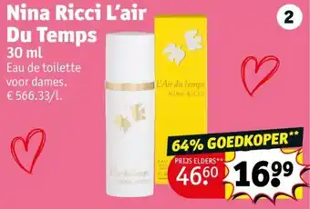 Kruidvat Nina Ricci L'air Du Temps 30 ml aanbieding