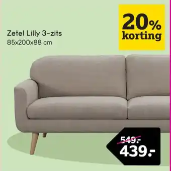 Leen Bakker Zetel Lilly 3-zits - beige aanbieding