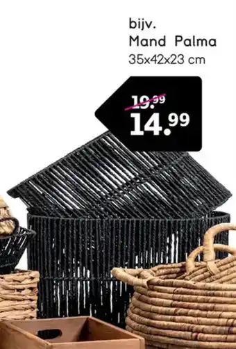 Leen Bakker Mand Palma zwart 35 x 42 x 23cm aanbieding