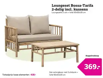 Leen Bakker Loungeset Bossa Tarifa - bamboe - 2-zits zetel - 2-delig - incl. kussens aanbieding