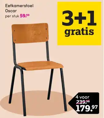 Leen Bakker Eetkamerstoel Oscar - hout - bruin/zwart aanbieding
