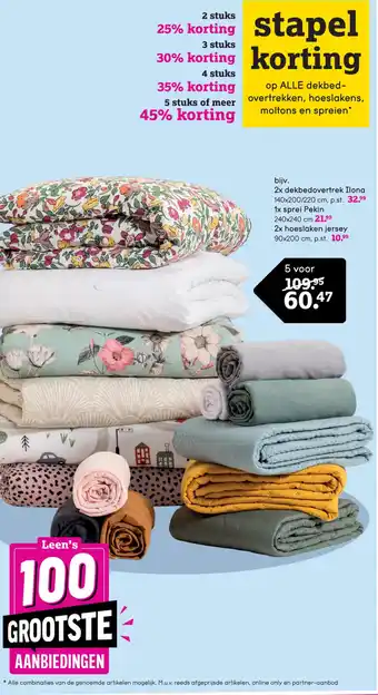 Leen Bakker Comfort dekbedovertrek Ilona - multicolour - 140x200/220 cm aanbieding