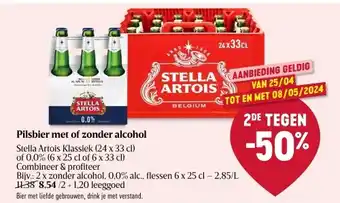 Delhaize Pilsbier met of zonder alcohol aanbieding