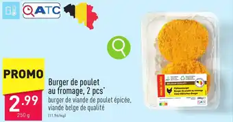 ALDI Burger de poulet au fromage, 2 pcs. 250g aanbieding