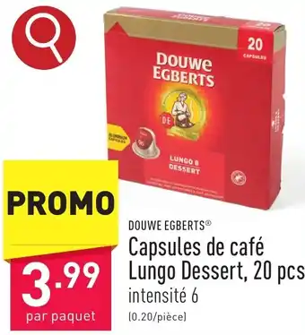 ALDI DOUWE EGBERTS Capsules de café Lungo Dessert, 20 pcs aanbieding