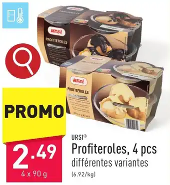 ALDI URSI Profiteroles, 4 x 90g aanbieding