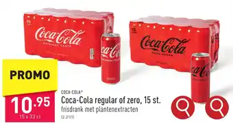 ALDI Coca-Cola regular of zero, 15 x 33 cl aanbieding