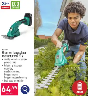 ALDI FERREX Gras- en haagschaar met accu van 20 V aanbieding