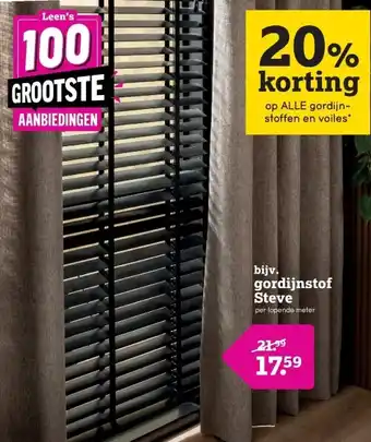 Leen Bakker gordijnstof Steve aanbieding