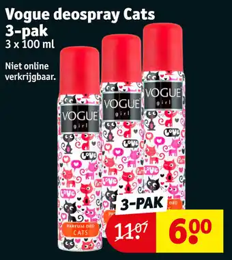 Kruidvat Vogue Deospray Cats 9 x 100mL aanbieding